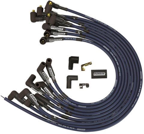 Moroso Chevrolet Small Block Ignition Wire Set - Ultra 40 - Unsleeved - Non-HEI - Over Valve - Blue