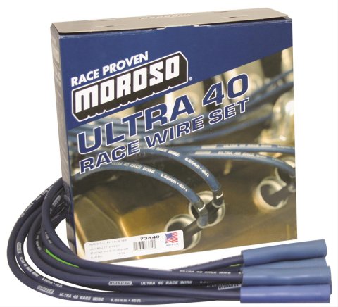 Moroso Universal/Mopar/Chrysler (w/Hemi Heads) Ignition Wire Set - Ultra 40 - Blue