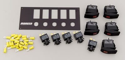 Moroso Rocker Switch Panel - Flat Surface Mount - LED - 3-3/8in x 8in - Five On/Off Switches
