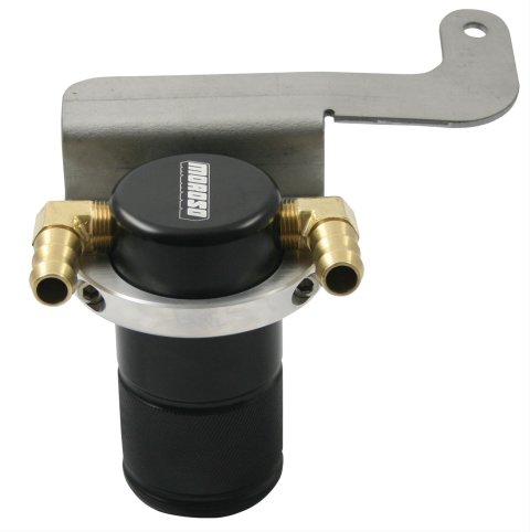 Moroso 06-Up Dodge Charger/Challenger 6.1L Air/Oil Separator Catch Can - Billet Aluminum - Black