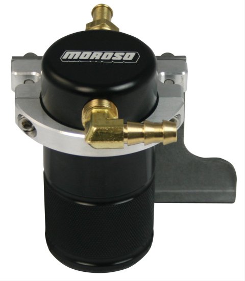 Moroso 10-15 Chevrolet Camaro SS (w/Edelbrock S.C.) Air/Oil Separator Catch Can - Billet Alum -Black