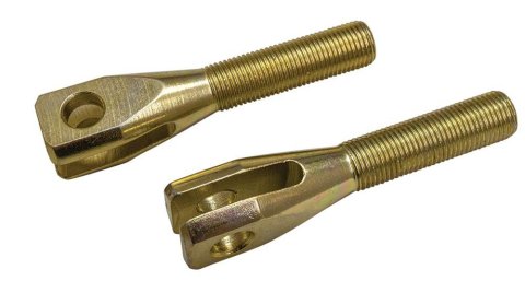 Moroso Clevis End - 1/2in-20 Thread on Shank - Chrome Moly Steel - Gold Iridite Finish - 2 Pack