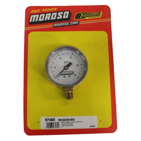 Moroso Tire Pressure Gauge Head 0-15psi (Replacement for Part No 89550)