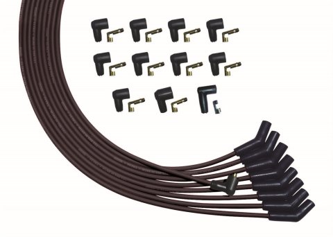 Moroso Universal V8 Unsleeved Non-HEI 135 Deg Plug Boots Ultra Spark Plug Wire Set - Black