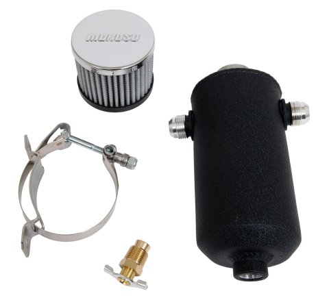 Moroso 10AN Male Fittings Catch Can Breather Tank - Black Powder Coat