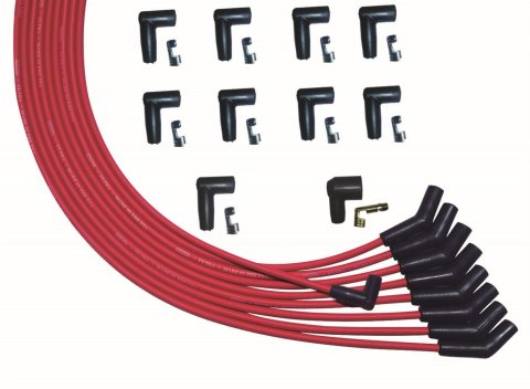 Moroso V8 135 Deg Plug Boots HEI Ultra Spark Plug Wire Set - Red