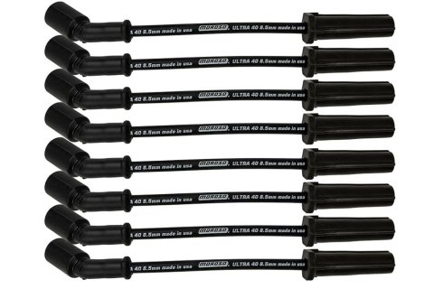 Moroso GM LS/LT 8.5mm Ultra 40 9.75 in Long Wire Set w/o Alum Heatshield - Black