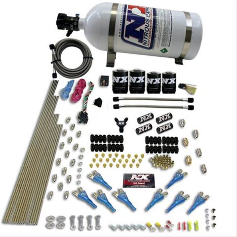 Nitrous Express 8 Cyl Shark Direct Port 4 Solenoids Nitrous Kit (200-600HP) w/10lb Bottle
