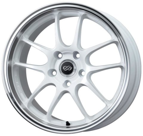 Enkei PF01SS 17x9 5x114.3 60mm Offset 75mm Bore Diameter White w/ Machined Lip Wheel