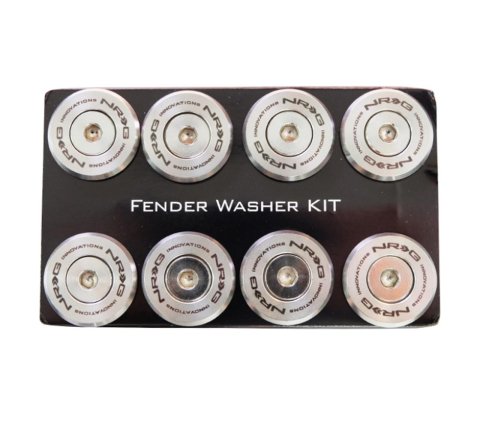 NRG M Style Fender Washer Kit TI Series M6 Bolts For Metal (Silver Washer/Silver Screw) - Set of 10
