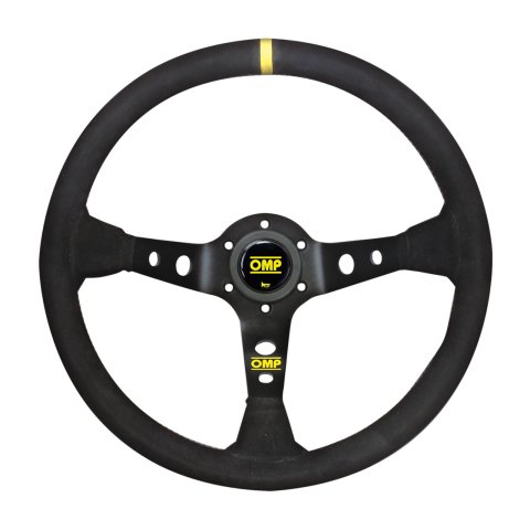 OMP Corsica Steering Wheel/3 Black Dish Spokes/ - Small Suede (Black)
