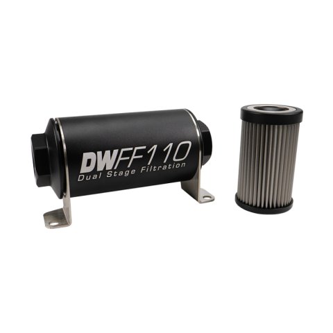 DeatschWerks Stainless Steel 5 Micron Universal Inline Fuel Filter Housing Kit (110mm)