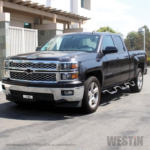 Westin 14-18 Chevrolet Silverado 1500 DC 6.5ft Bed HDX Stainless Drop W2W Nerf Step Bars - Tex. Blk