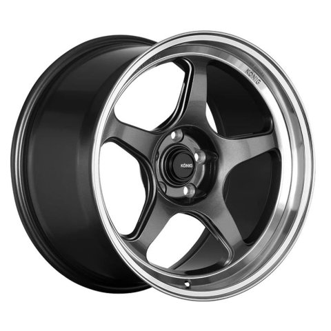 Konig Hyperspec 15x8 4x100 ET35 Anthracite Metallic Wheel w/ Mirror Machined Lip (Knurled Bead)