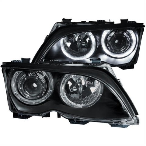 ANZO 2002-2005 BMW 3 Series E46 Projector Headlights w/ Halo Black