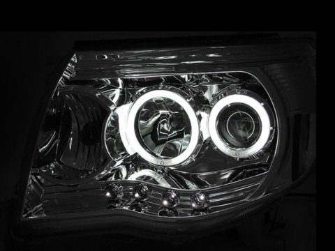 ANZO 2005-2011 Toyota Tacoma Projector Headlights w/ Halos Chrome
