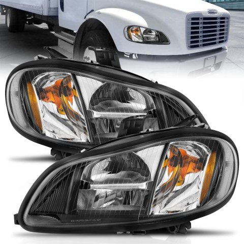 ANZO 2002-2014 Freightliner M2 LED Crystal Headlights Black Housing w/ Clear Lens (Pair)