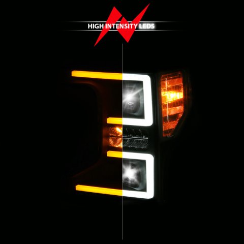 ANZO 20-22 Ford Super Duty (Halogen) Z-Series Full LED Proj Headlights SeqSig - Driver Side ONLY