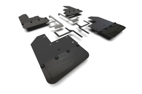Rally Armor 19-26 Jeep JT Gladiator (Mojave/Rubicon) Black Mud Flap w/Metallic Black Logo