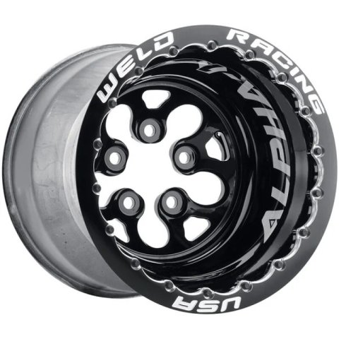 Weld Alpha-1 15x13 / 5x4.75 BP / 4in. BS Black Wheel - Black Double Beadlock MT