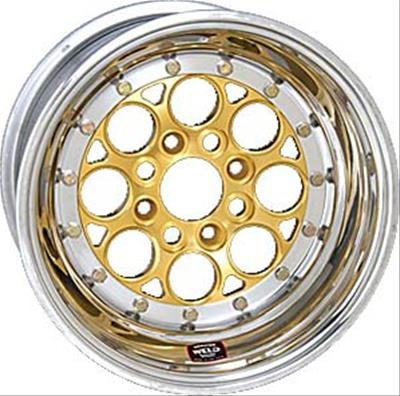 Weld Magnum Import 15x9 / 4x100mm BP / 6in. BS Gold Wheel - Non-Beadlock