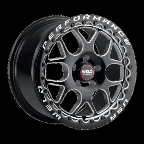 Weld Solana Beadlock 18x10 / 5x112 BP / ET40 / 78.1mm Bore - Gloss Black MIL DIA Wheel