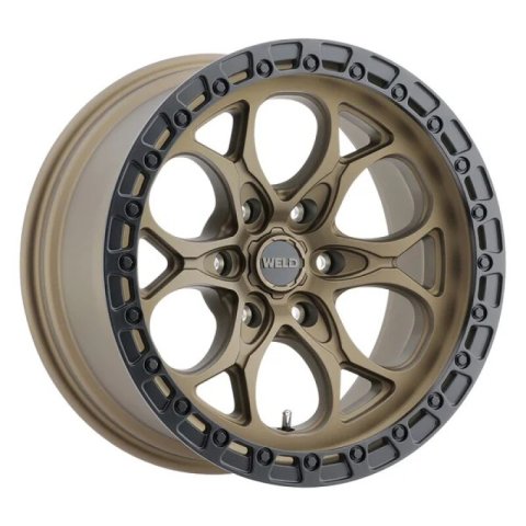 Weld Ledge 6 18x9 / 6x135 / ET -12 / BS 4.51 - Satin Bronze w/ Satin Black Ring