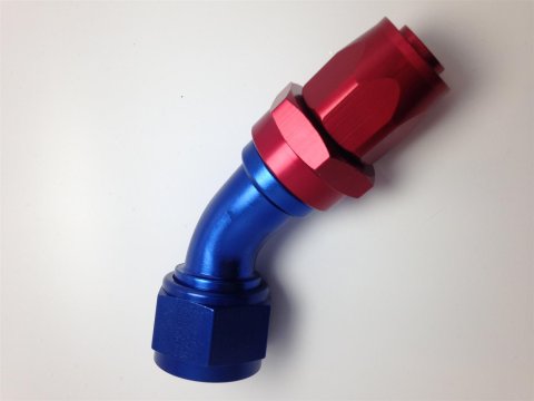 Fragola -8AN Fem x -6AN Hose 30 Degree Reducing Hose End - Blue/Red