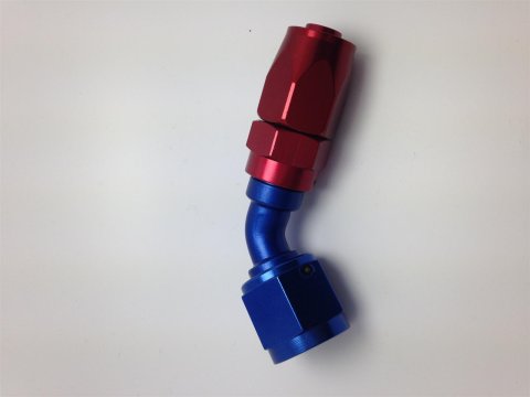 Fragola -8AN Fem x -6AN Hose 45 Degree Reducing Hose End - Blue/Red