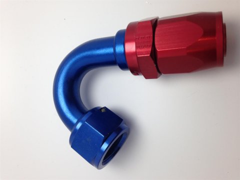 Fragola -12AN Fem x -16AN Hose 150 Degree Expanding Hose End - Blue/Red