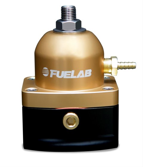 Fuelab 525 EFI Adjustable FPR In-Line 90-125 PSI (1) -6AN In (1) -6AN Return - Gold