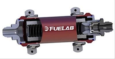 Fuelab 858 In-Line Fuel Filter Long -8AN In/Out 6 Micron Fiberglass w/Check Valve - Purple