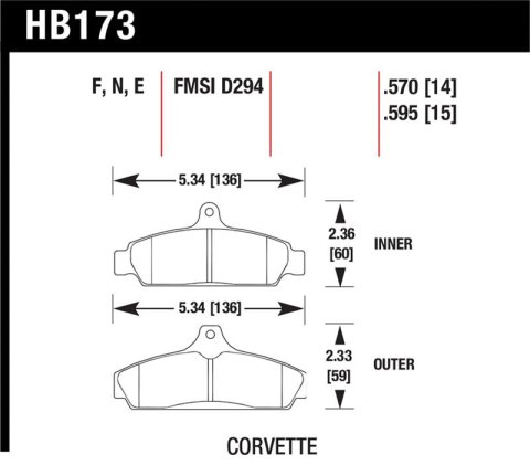 Hawk 84-87 Chevy Corvette 5.7 HPS Street Front Brake Pads