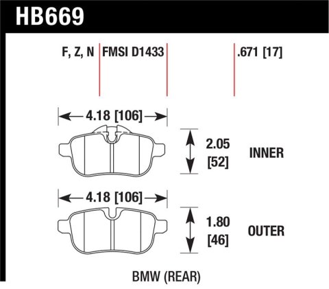 Hawk 09-12 BMW Z4 Rear Street Brake Pads