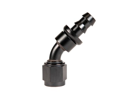 Fleece Performance Universal -6AN 45Deg to Hose Barb - Black