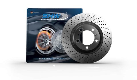 SHW 2016 Porsche Boxster Spyder w/o Ceramics Right Rear Cross-Drilled MB Brake Rotor (98135240400)
