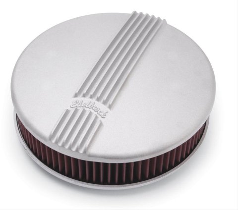 Edelbrock Air Cleaner Classic Series Round Aluminum Top Cloth Element 14In Dia X 3 9In Satin