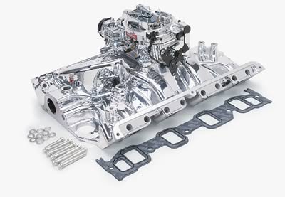 Edelbrock Manifold And Carb Kit Performer RPM Ford FE Natural Finish
