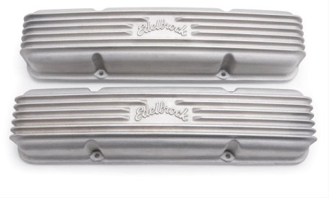 Edelbrock Valve Cover Classic Series Chevrolet 1959-1986 262-400 CI V8 w/ o Breather Holes Satin
