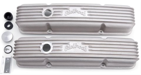 Edelbrock Valve Cover Classic Series Chevrolet 1959-1986 262-400 CI V8 w/ Oil Fill Hole Satin