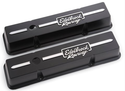 Edelbrock Valve Cover Racing Series Chevrolet 1959-1986 262-400 CI V8 Low Black
