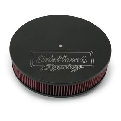 Edelbrock Air Cleaner Victor Series Round Aluminum Top Cloth Element 14In Dia X 3 125In Black