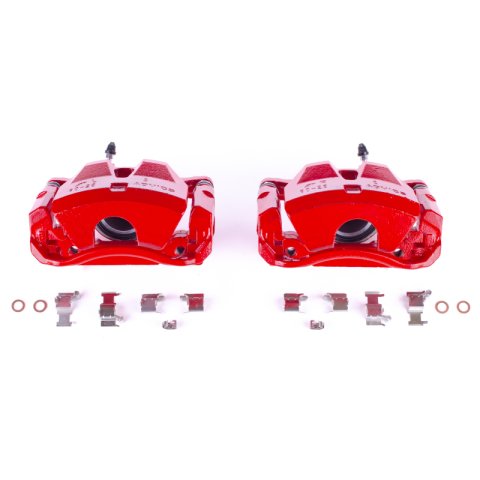 PowerStop Performance Powdercoated Brake Calipers for 2006-2015 IS250 - S3218 Calipers, Red Calipers, Stock Series, Cast Iron, Red Powdercoated, Front, Lexus, Pair