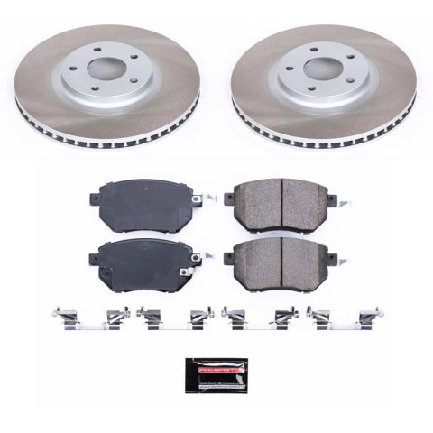 PowerStop Z17 Evolution Plus Semi-Coated Rotor Brake Kits SC091 and Pad Combo, Semi-Coated, Front, Solid Surface Rotors, 12.56 in. O.D., Ceramic Pads, for Infiniti, for Nissan, Kit