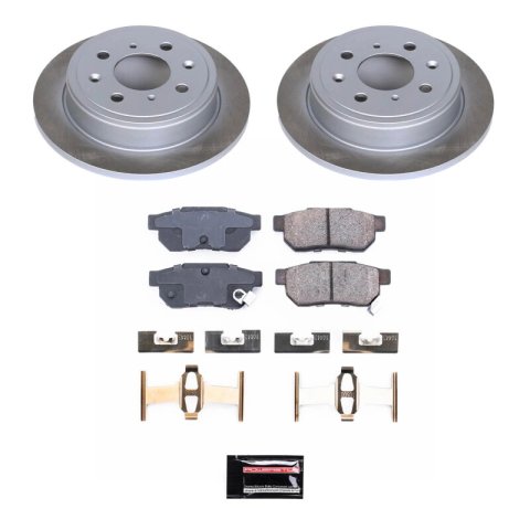 PowerStop Z17 Evolution Plus Semi-Coated Rotor Brake Kits SC408 and Pad Combo, Semi-Coated, Rear, Solid Surface Rotors, Ceramic Pads, for use on Acura®, for use on Honda®, Kit