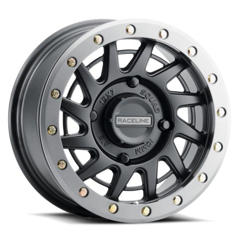 Raceline A12BG Squad 15x7in/4x156 BP/38mm Offset/132.5mm Bore - Black & Gunmetal Ring Beadlock Wheel