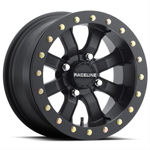 Raceline A71B Mamba 14x10in / 4x156 BP / 5+5 0mm Offset / 132.5mm Bore - Satin Black Beadlock Wheel