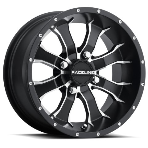Raceline A77 Mamba 12x7in / 4x137 BP / 10mm Offset / 110.18mm Bore - Black & Machined Wheel