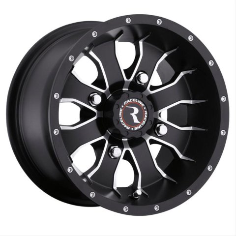 Raceline A77 Mamba 10x5in / 4x156 BP / 18mm Offset / 132.5mm Bore - Black & Machined Wheel