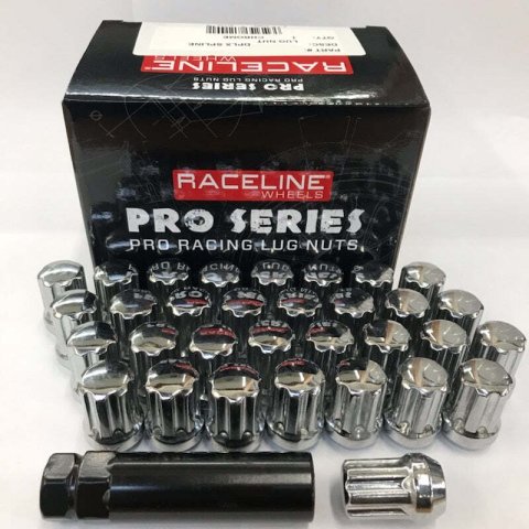 Raceline 14x1.50mm Spline Chrome Lug Nuts (32 Pack)